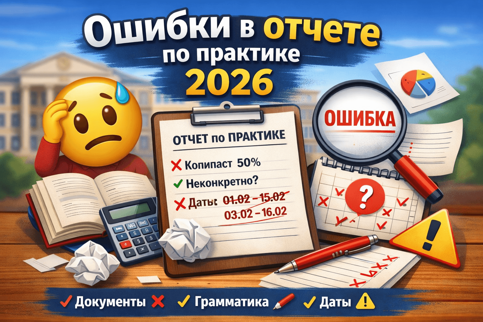 Ошибки в отчете по практике для студентов 2026